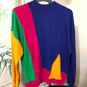 Super Cute VINTAGE Colorblock Sweater